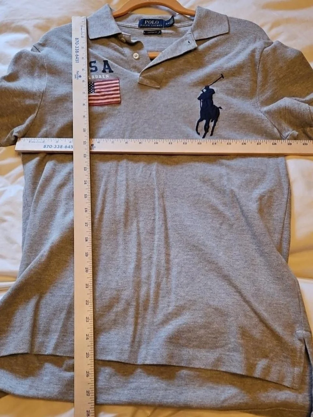 Ralph Lauren Polo Pony Embroidered Grey and Navy Polo